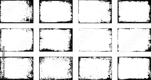 Set of frame different distressed black texture. Distress overlay vector textures. Set of dotted abstract frame. Distressed overlay texture.	