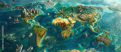 3D continent map