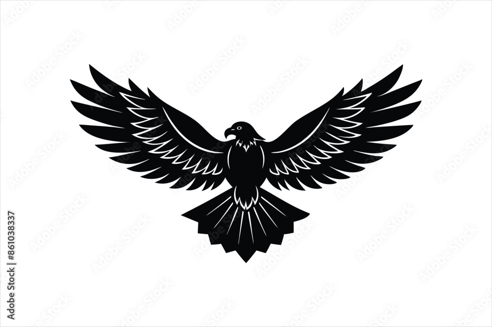 a majestic linocut eagle soaring through the sky. silhouette black vector art illustration a majestic linocut eagle soaring through the sky. silhouette black vector art illustration