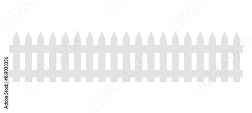 White wooden long fence on white background with parallel plank new. Vector illustration