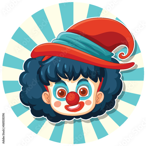 A cheerful clown with a red hat
