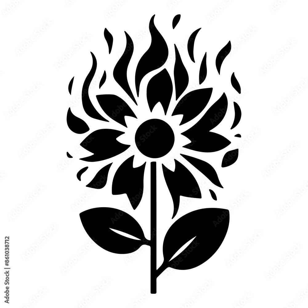 flower with fire silhouette flower with fire silhouette