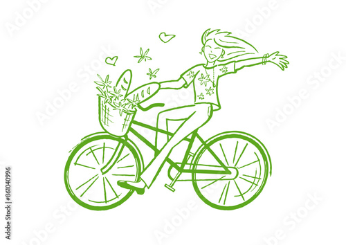 自転車に乗る女性