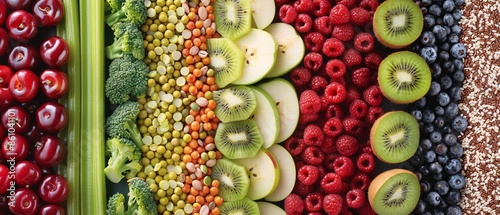 Rainbow of Fresh Fruits and Vegetables. photo