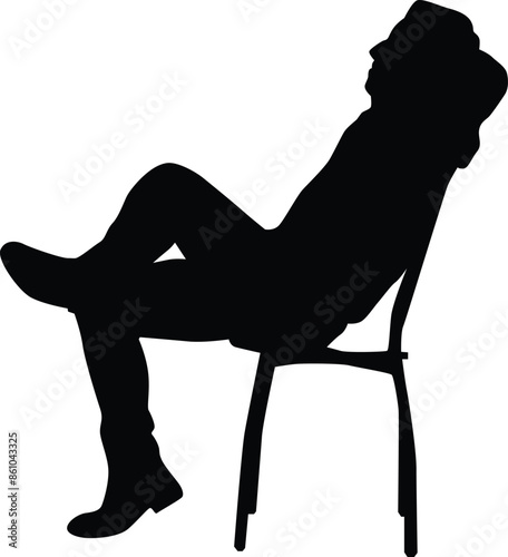 People sitting silhouette illustration. Person pose while sit down