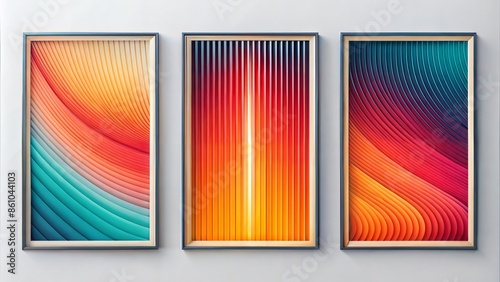 set of three vertical poster, Triptych Minimalist Abstract Art