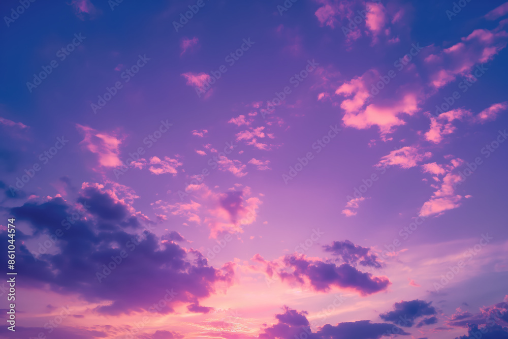 Pink and purple clouds creating dramatic sky at sunset Pink and purple clouds creating dramatic sky at sunset