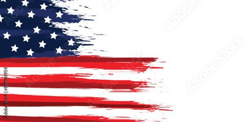 painted USA flag. template for United States of America national holiday design element. abstract vector grunge on transparent background.