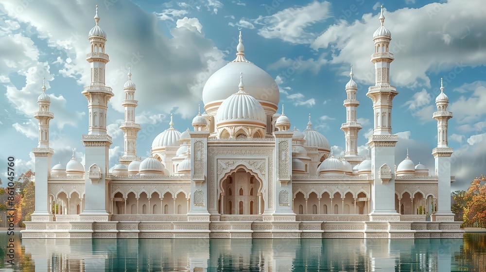 Fototapeta premium Contemporary Mosque Wall Art: 3D Relief Mural