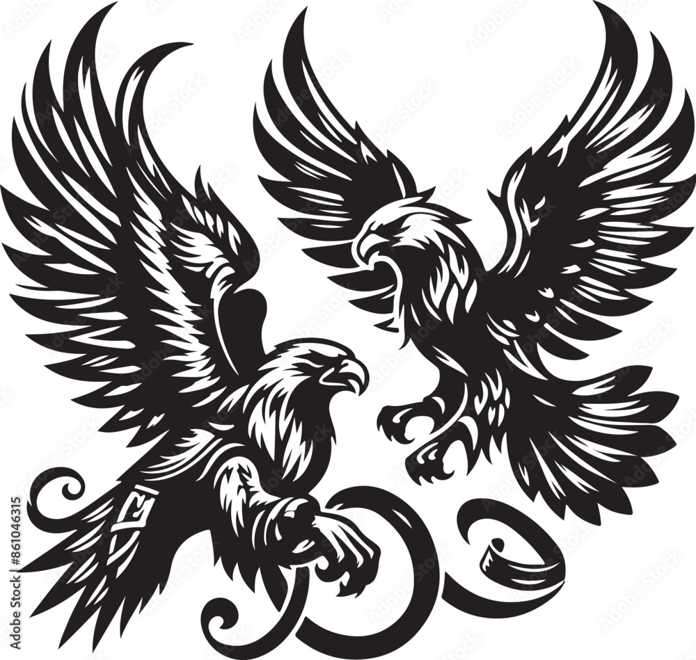 Obraz premium Hawk design silhouette vector art work EPS file, Generator AI