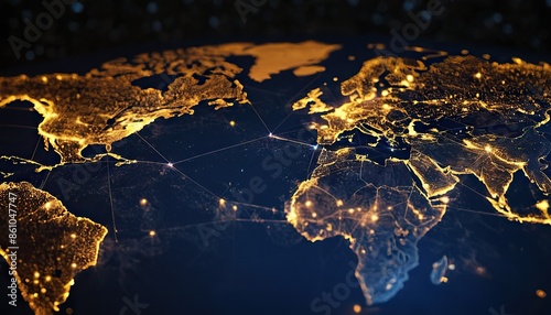 global density map in slack blue tone for technology concepts and network coverage