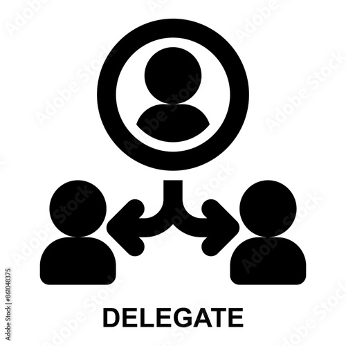 delegate, delegation, delegating, team leader, manager, supervise solid glyph icon