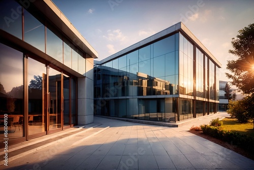 Bright office building, modern corporate design, with view of board room behind glass wall © Kheng Guan Toh