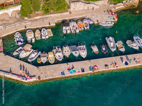 Aerial view of the urban beach in Malinska Town on Krk Island, Croatia photo