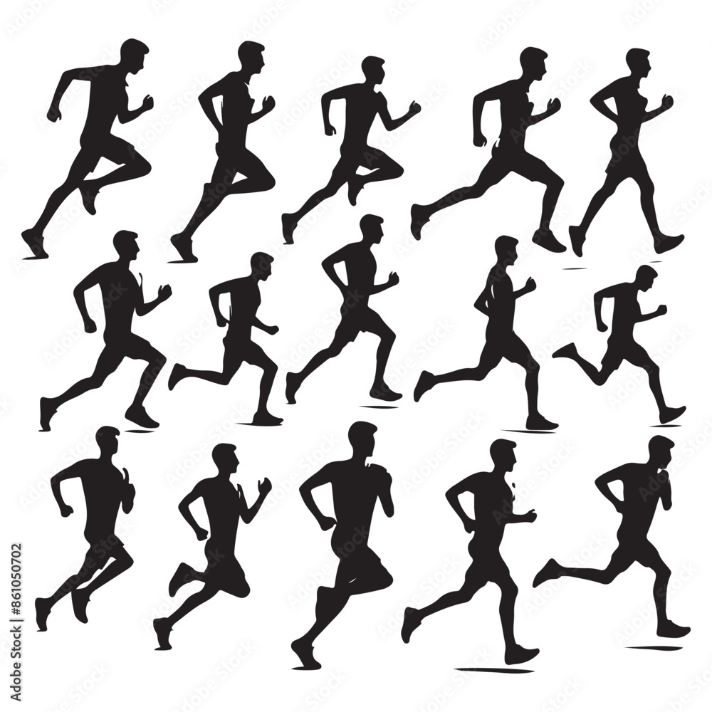 Silhouette set of a person running Silhouette set of a person running