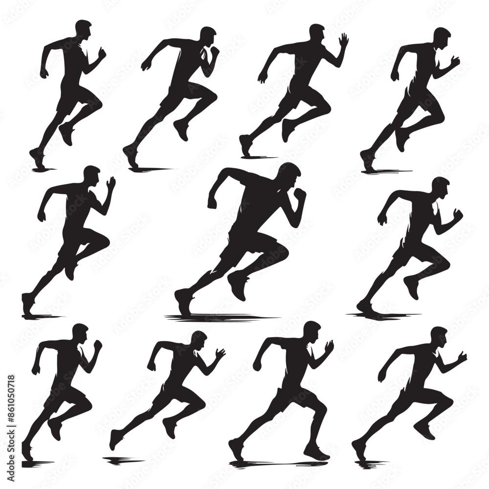 Silhouette set of a person running Silhouette set of a person running