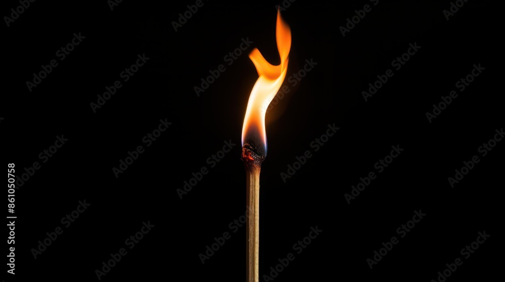 Lit Matchstick with a Flame Against a Black Background Lit Matchstick with a Flame Against a Black Background