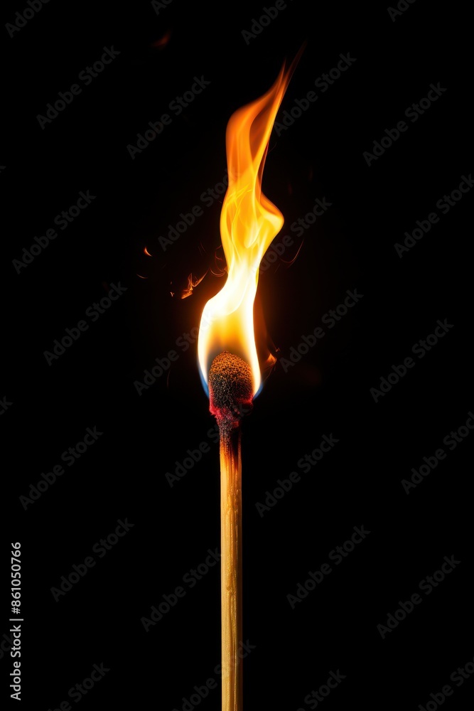 Lit Matchstick with a Flame Against a Black Background Lit Matchstick with a Flame Against a Black Background