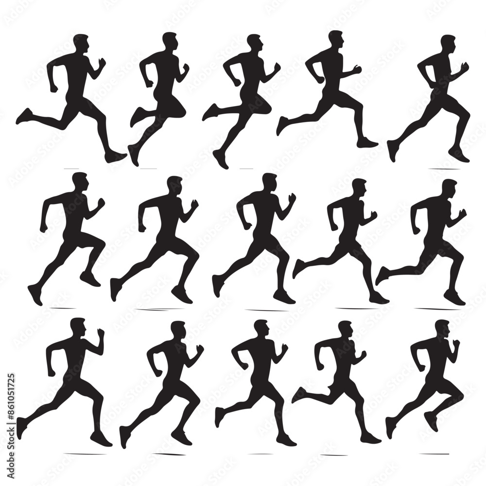 Silhouette set of a person running Silhouette set of a person running