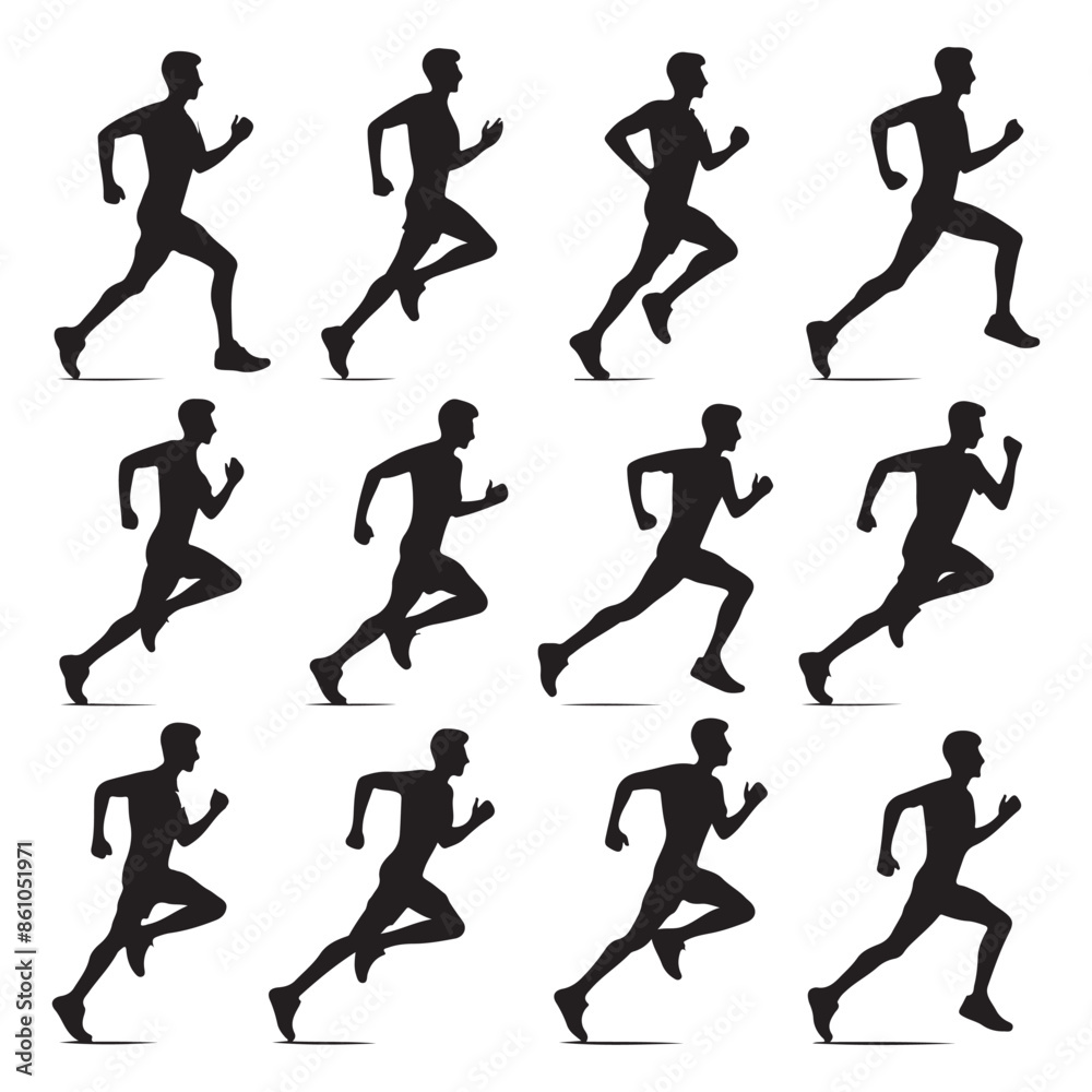 Silhouette set of a person running Silhouette set of a person running
