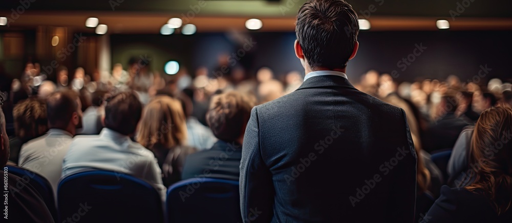 © StockKing - Symposium on business and entrepreneurship with a speaker presenting in a conference hall, featuring an unidentified audience member with a view from behind, against a copy space image. © StockKing - Symposium on business and entrepreneurship with a speaker presenting in a conference hall, featuring an unidentified audience member with a view from behind, against a copy space image.