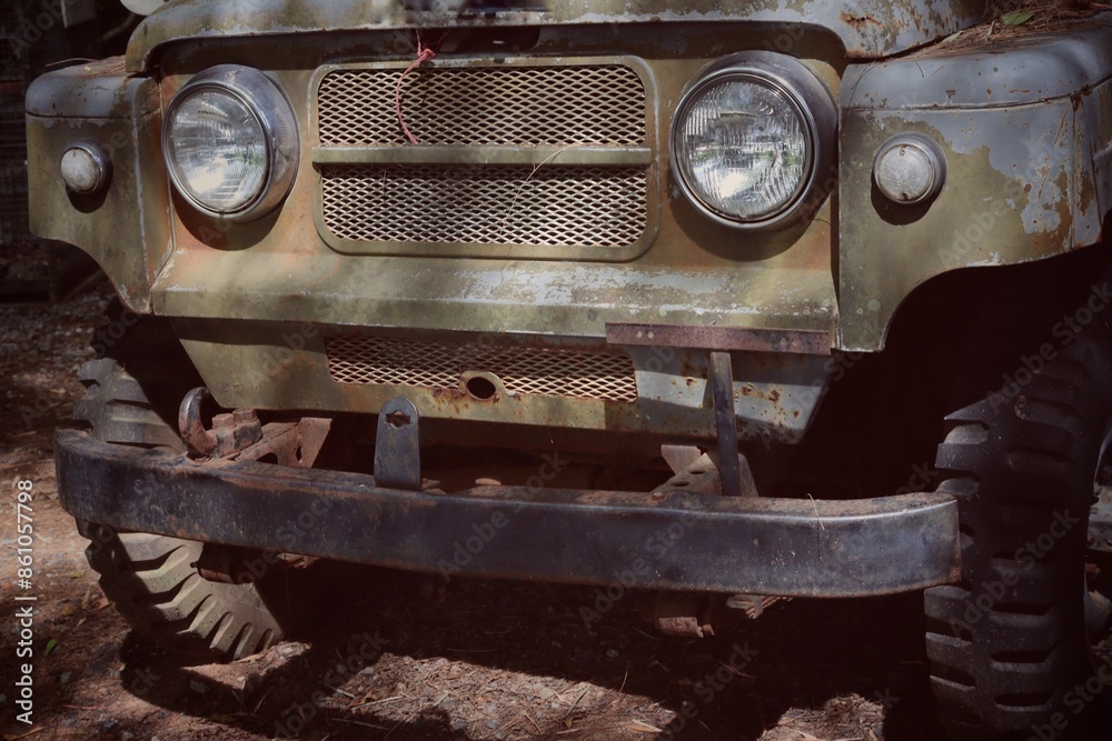 Fototapeta premium Close up of vintage car retro