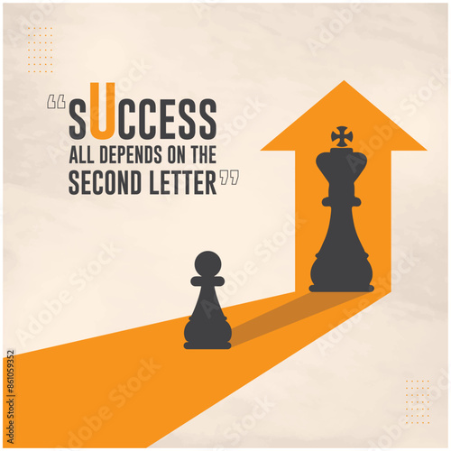 Success  Motivational, Inspirational Quotes, Chess Concept, Skill Development, Growth, Life, Career. Design Template Vector