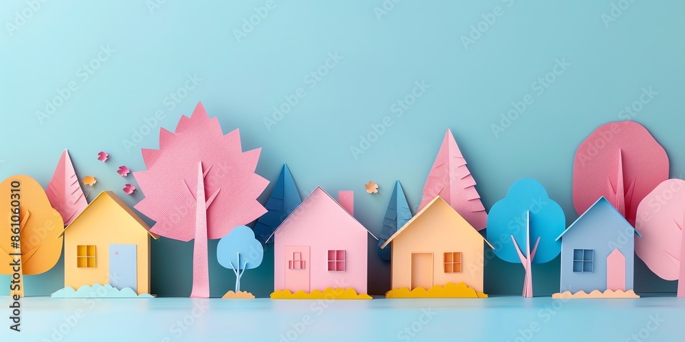 paper origami mini town tree,architecture, scandinavian, landscape, light, mini city, mini cute forest, green land, 2:1 paper origami mini town tree,architecture, scandinavian, landscape, light, mini city, mini cute forest, green land, 2:1