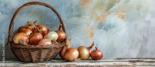 Still life of onions with w...