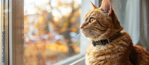 a bright orange indoor cat ...
