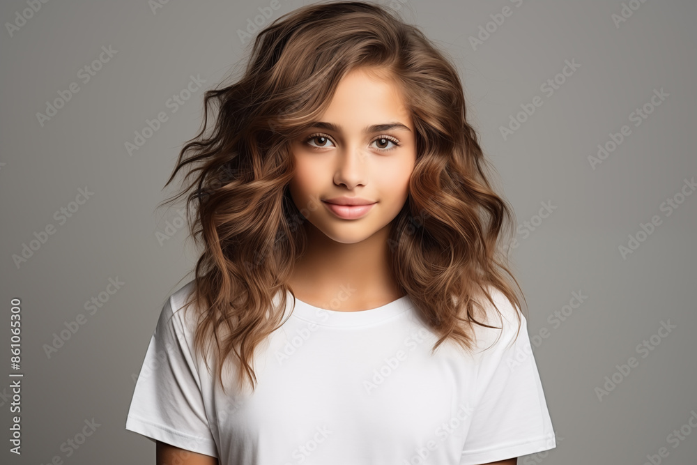 Portrait of a beautiful young woman smiling and looking at camera isolated on a white background Portrait of a beautiful young woman smiling and looking at camera isolated on a white background