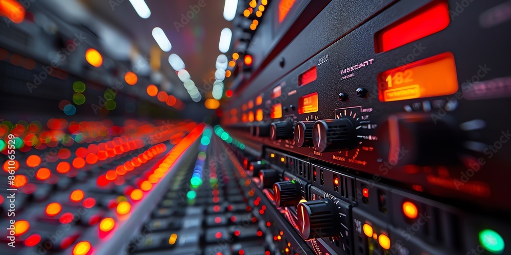 Naklejka premium background of service provider server room data center network light electronic, 2:1, rack, hardware, tech, communication, equipment, electronic, business, cluster, modern, datacenter, hosting