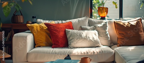 Cozy living room with cushi...