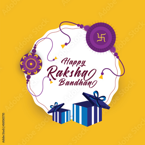 Beautiful Raksha Bandhan greeting card with Rakhi design