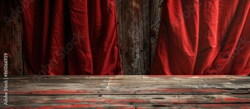 Red curtains and old vintag...