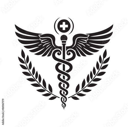 CADUCEUS SYMBOL silhouette vector illustration 