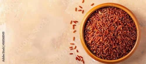 Cooked red riced in a bowl ...