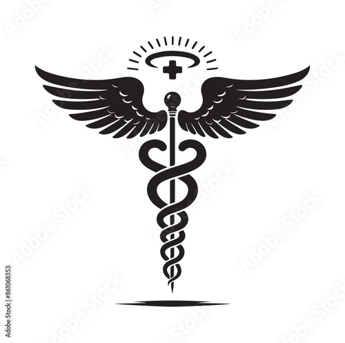 CADUCEUS SYMBOL silhouette vector illustration 