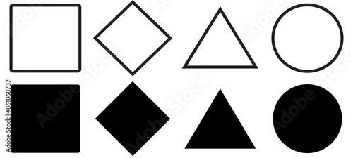 geometric shapes icon, circle, square, triangle and rectangular icons.Vector Isolated.