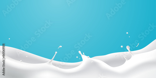Abstract wave milk on blue background, vector illustration and design.