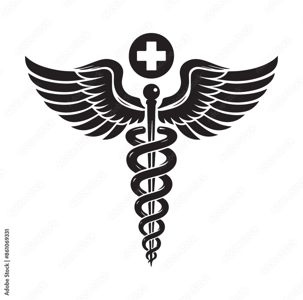 CADUCEUS SYMBOL silhouette vector illustration CADUCEUS SYMBOL silhouette vector illustration