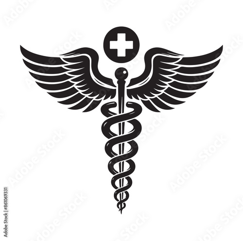 CADUCEUS SYMBOL silhouette vector illustration 
