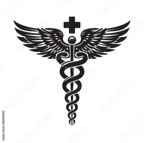 CADUCEUS SYMBOL silhouette vector illustration 