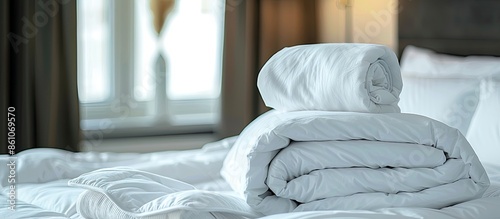 closeup of white set of bed...