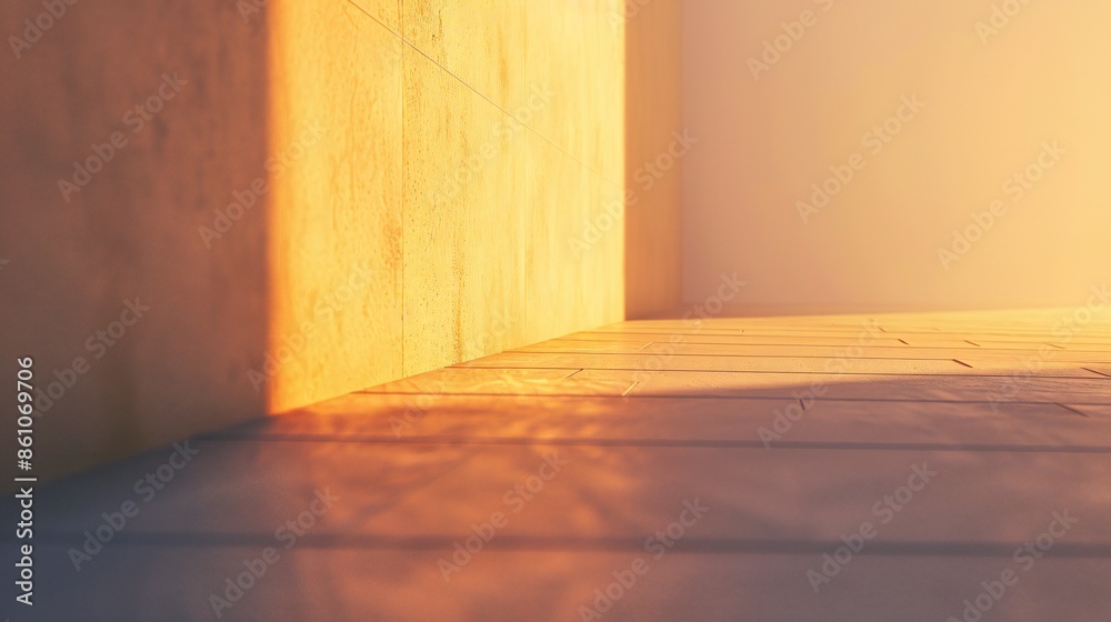 Minimal wall with sunlight casting golden colors, shot from a low angle at dusk. Minimal wall with sunlight casting golden colors, shot from a low angle at dusk.