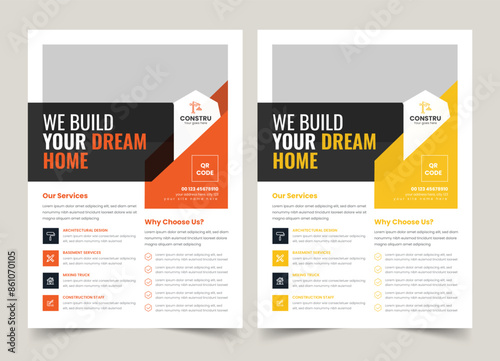 Construction Flyer Layout, a4 flyer template, Renovation Flyer Template, Poster Design,