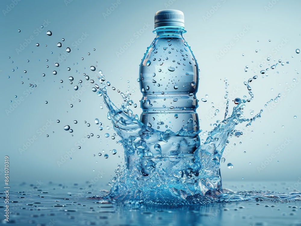 Modern vector depiction of a water bottle with condensation droplets. Modern vector depiction of a water bottle with condensation droplets.