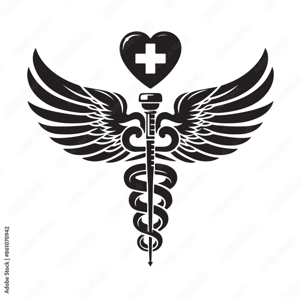 CADUCEUS SYMBOL silhouette vector illustration CADUCEUS SYMBOL silhouette vector illustration
