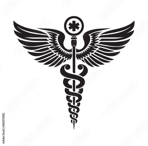 CADUCEUS SYMBOL silhouette vector illustration 