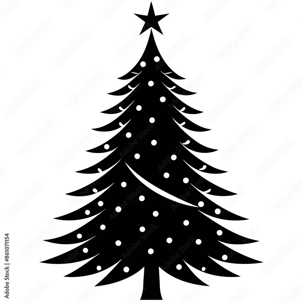 Obraz premium Silhouette of Christmas Trees and Gifts 